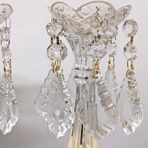 Other - 1 Pair Vintage Crystal Candle Bobeche's w/ Large Chandelier Hanging Crystals